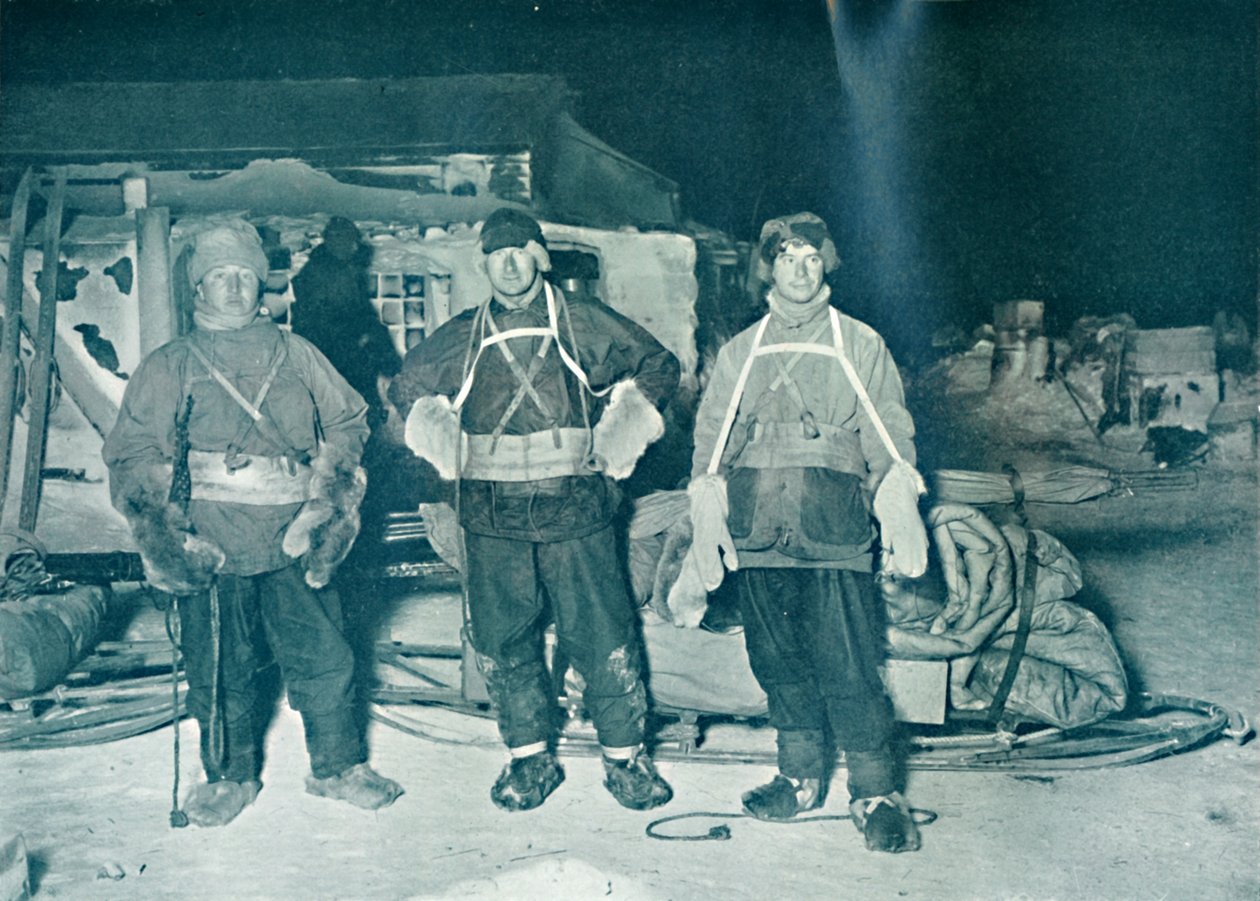 Bowers, Wilson, and Cherry-Garrard About to Leave for Cape Crozier by Herbert Ponting