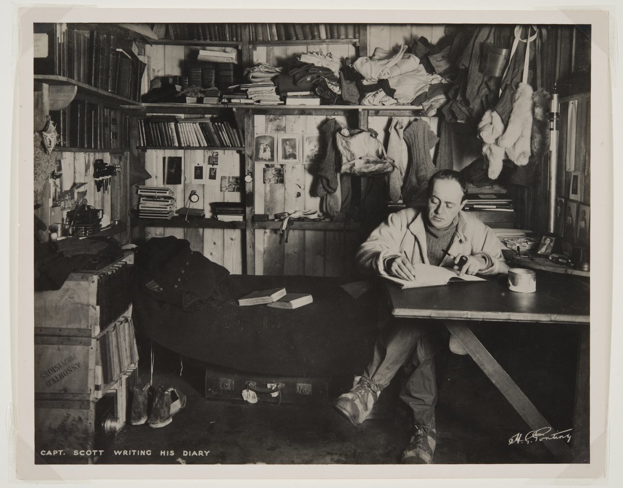Captain Scott Writing His Diary, during the Terra Nova Expedition (1910-13) to the South Pole by Herbert Ponting