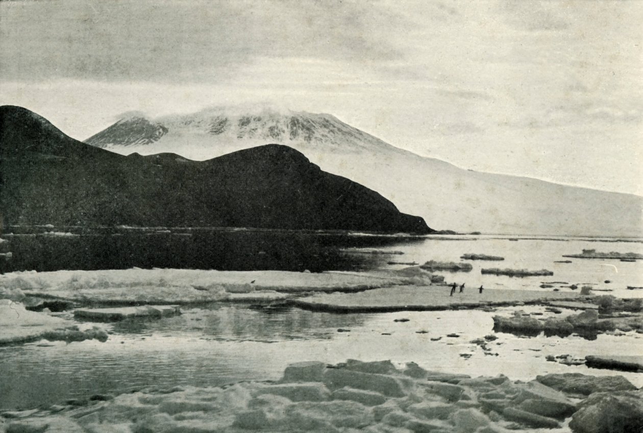 Entering McMurdo Sound - Cape Bird and Mount Erebus by Herbert Ponting