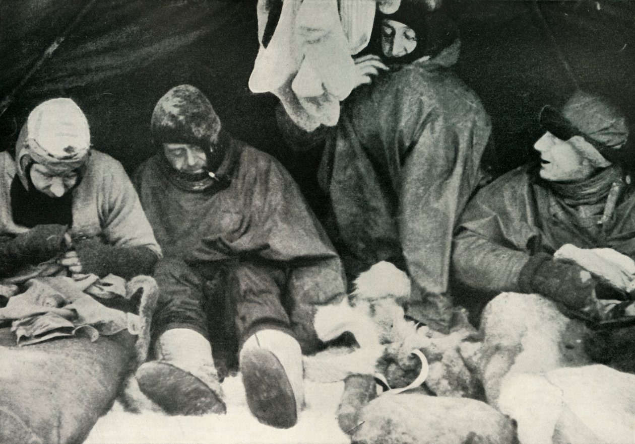 Members of the Polar Party Getting Into Their Sleeping-Bags by Herbert Ponting