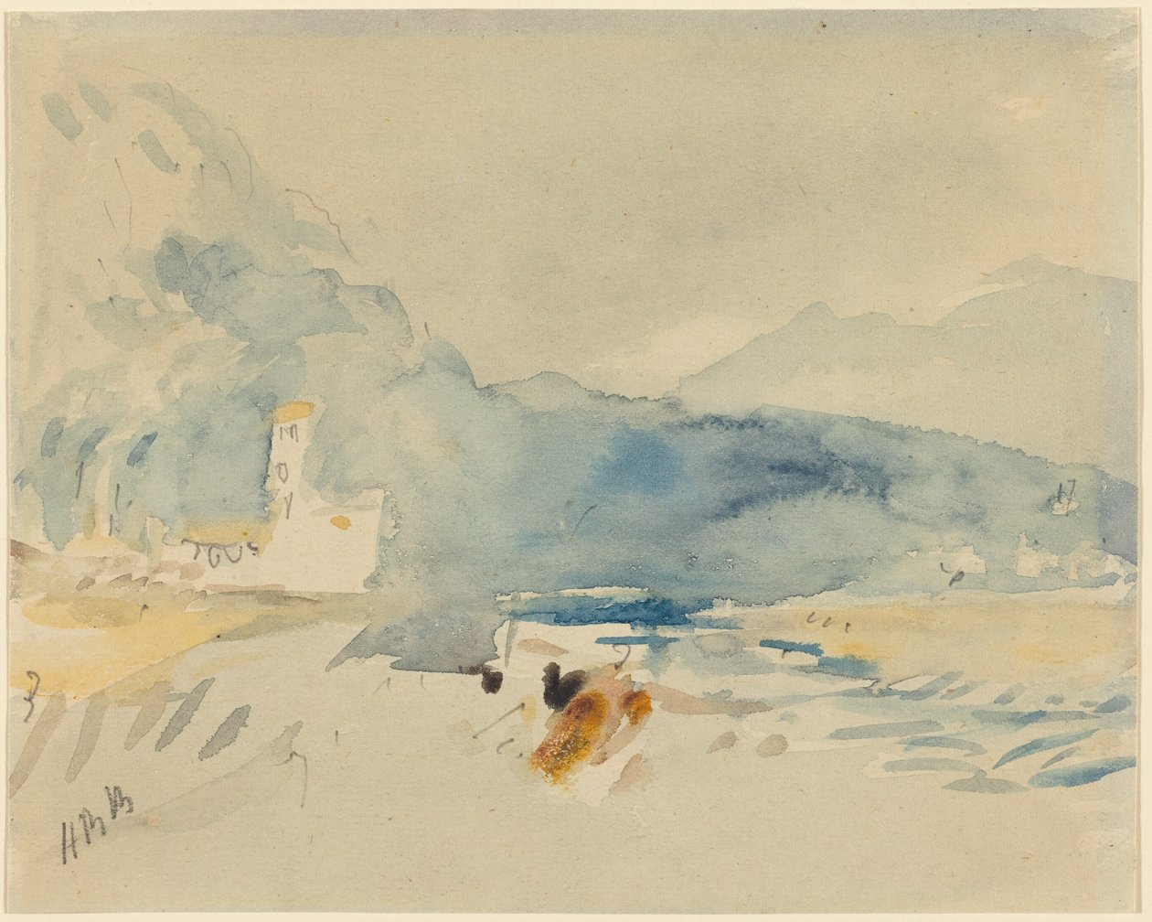 A Landscape with Mountains and a Stream by Hercules Brabazon Brabazon