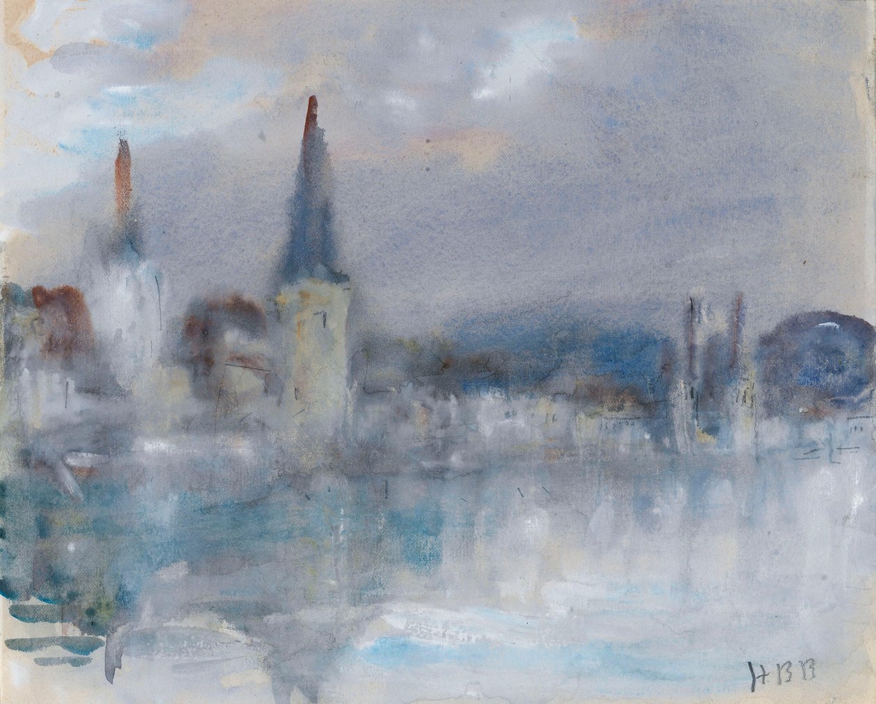 The Chapel Bridge and Cathedral, Lucerne, Switzerland, on a Wet Day by Hercules Brabazon Brabazon
