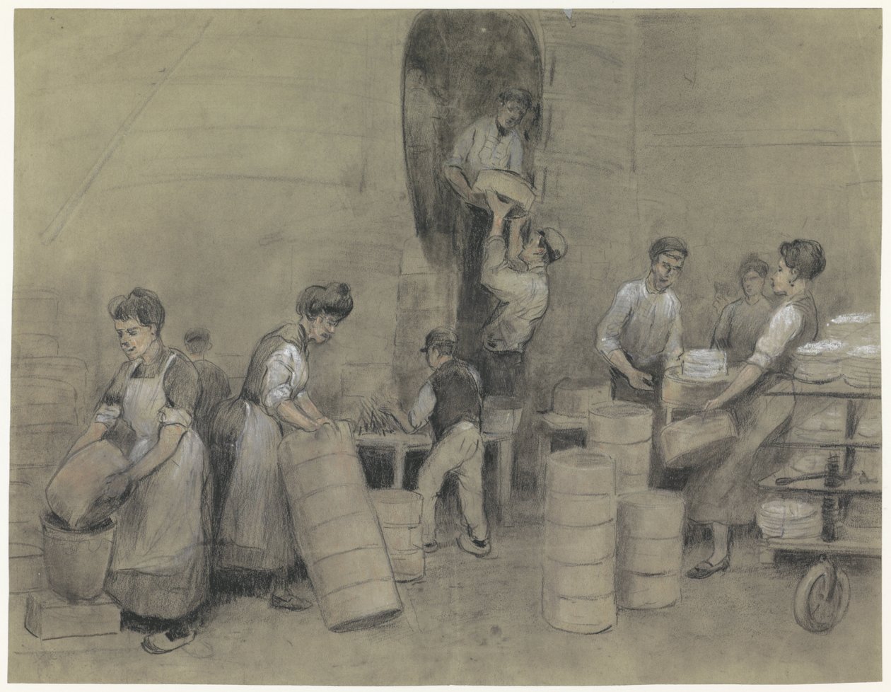 Removing Pottery from the Oven of De Sphinx in Maastricht by Herman Heijenbrock
