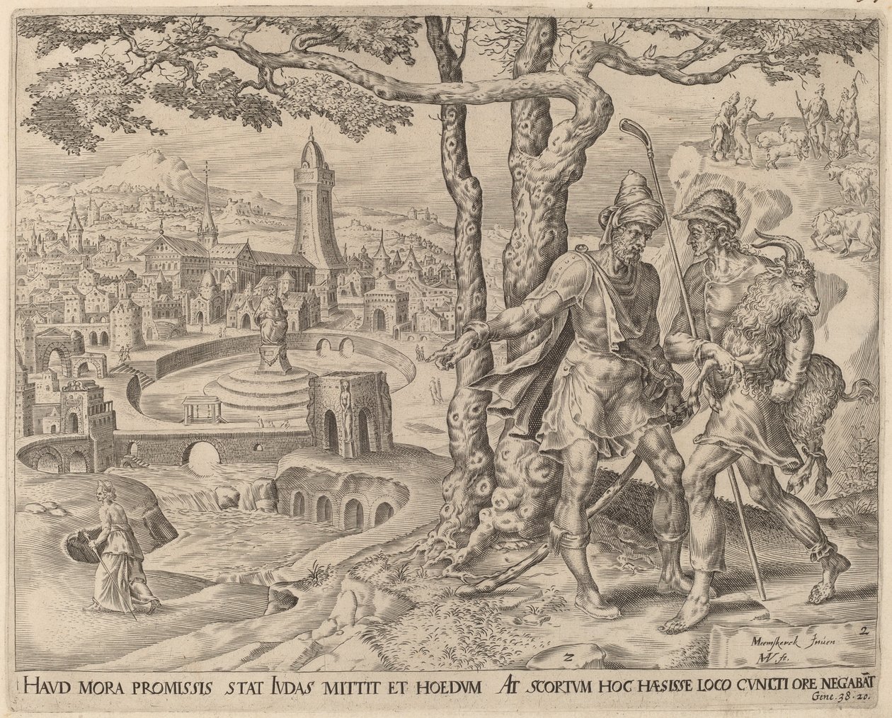 Hirah the Adullamite with the Kid by Herman Jansz Muller after Maerten van Heemskerck