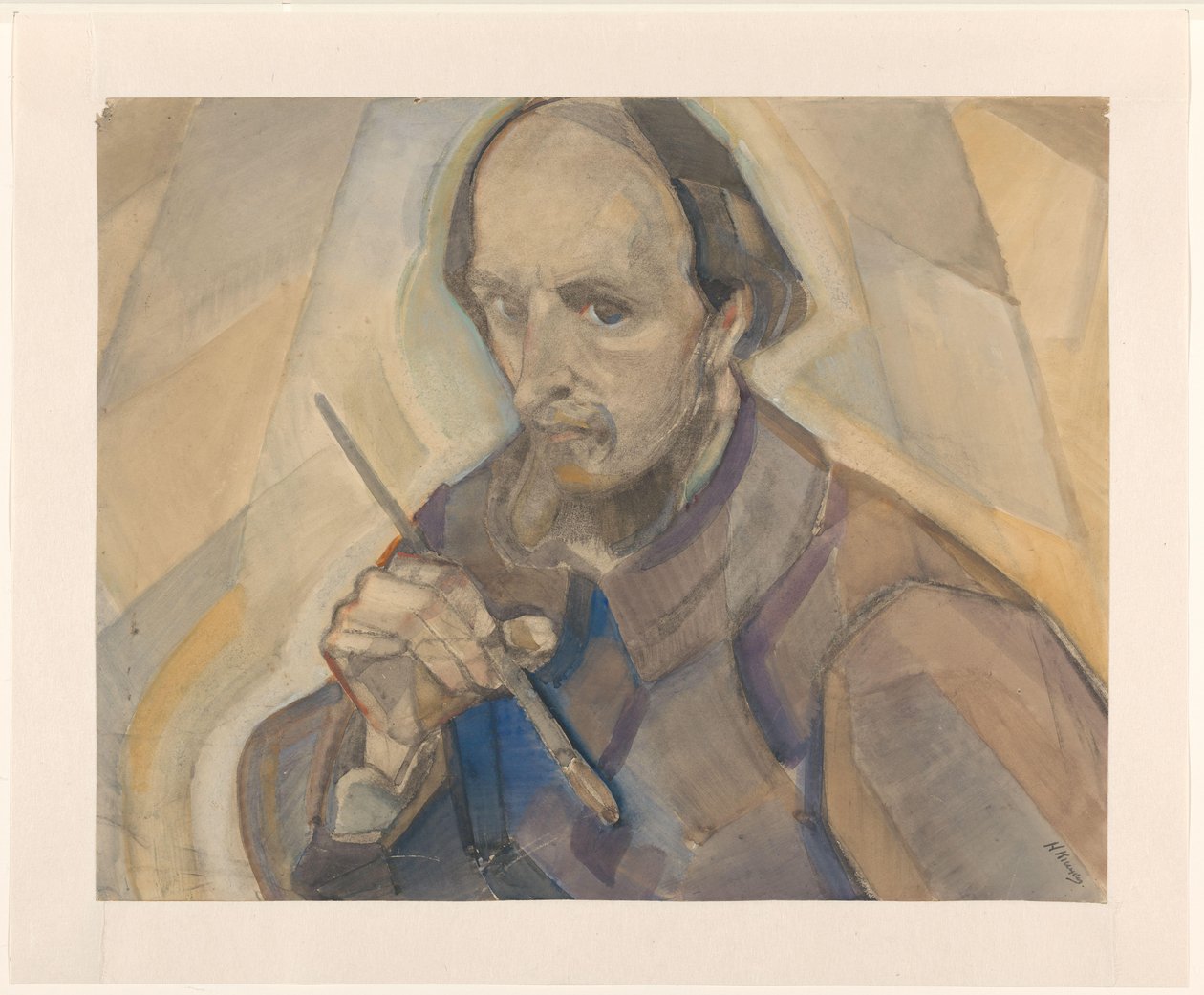 Self-Portrait with Brush by Herman Kruyder (signed by artist)