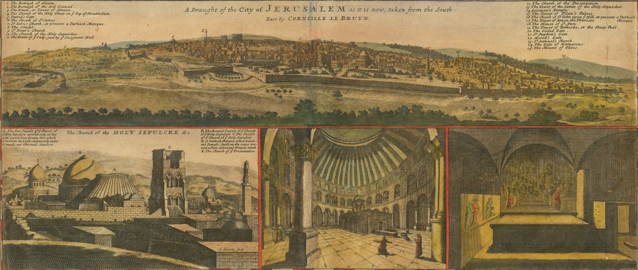 1730s views of Jerusalem, map detail by Herman Moll by Herman Moll