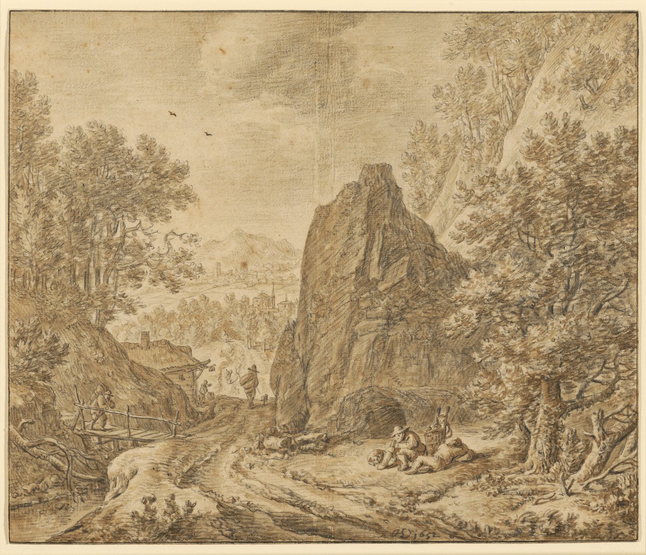 Mountain Landscape with Figures by Herman Saftleven the Younger