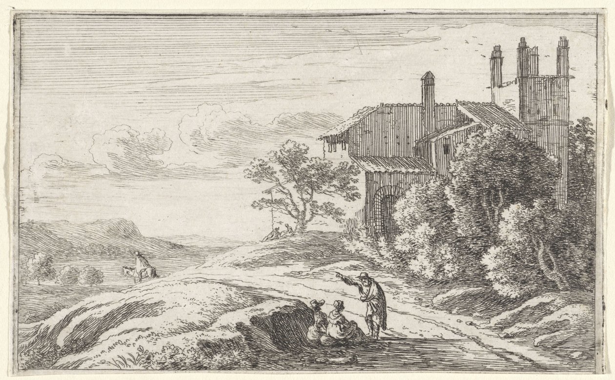 Building with a Square Tower (Title Page and Twelve Views of Rome) by Herman van Swanevelt