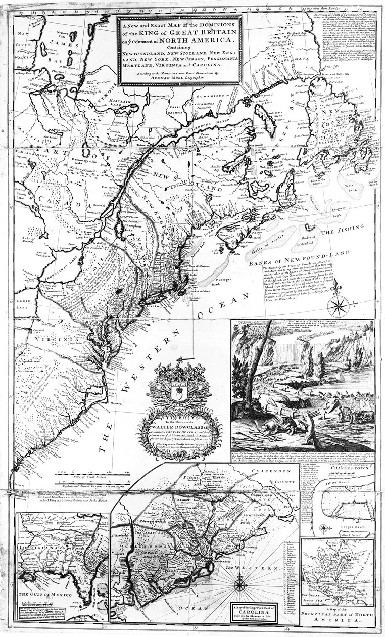 Map of the Dominions of Great Britain in North America, 1711 by Hermann Moll