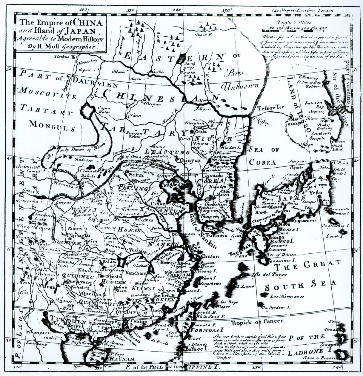 The Empire of China and Island of Japan by Hermann Moll