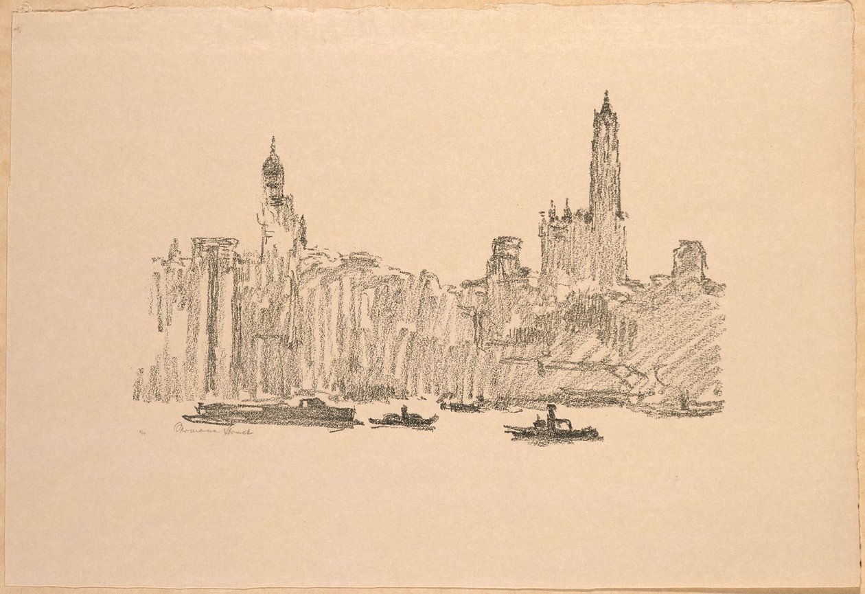 New York. Skyscrapers from Brooklyn by Hermann Struck