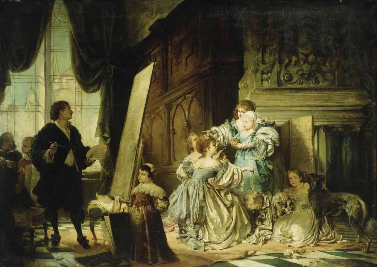 Van Dyck in His Studio Painting a Portrait of Charles, Prince of Wales, Son of Charles I by Hermann Schneider