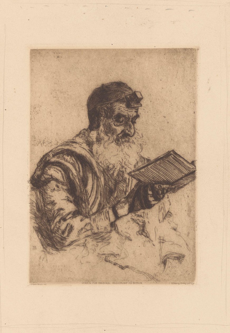 Praying Jewish Man by Hermann Struck (signed by artist)