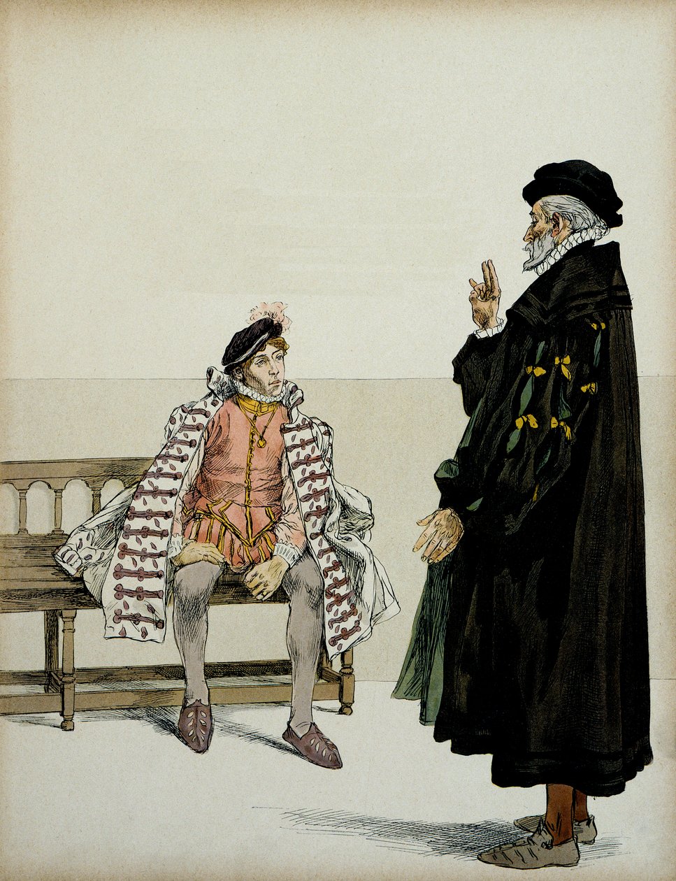 Henri IV before his professor La Gaucherie. Illustration by Hermann Vogel in Henri IV by Hermann Vogel