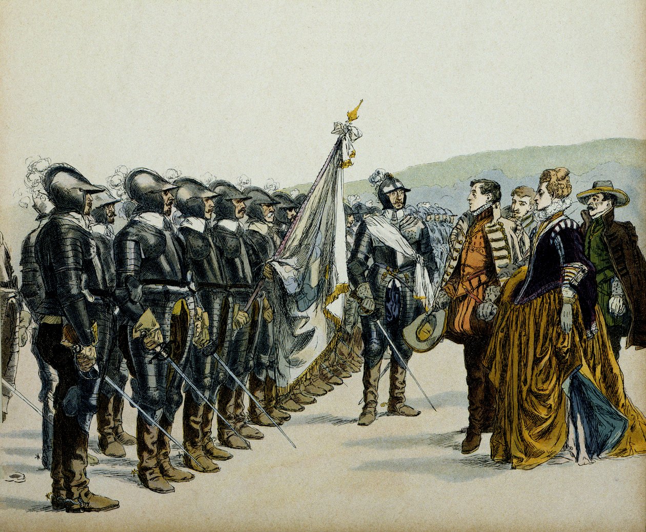 Joan of Albret and her son Henry IV before her Protestant troops by Hermann Vogel