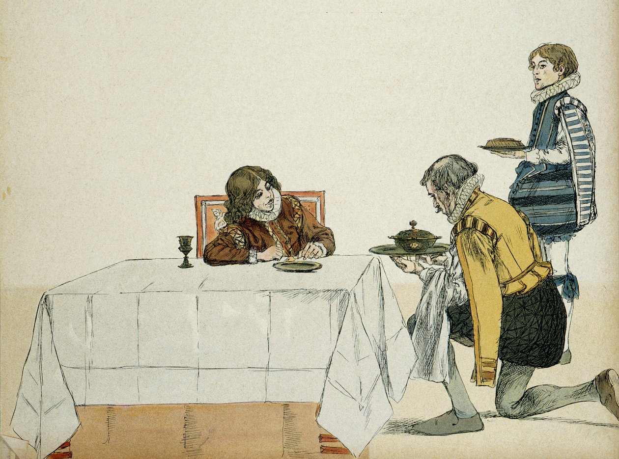 The Young Louis XIII, Not Yet King, Served by His Governor After the Death of His Father Henry IV by Hermann Vogel