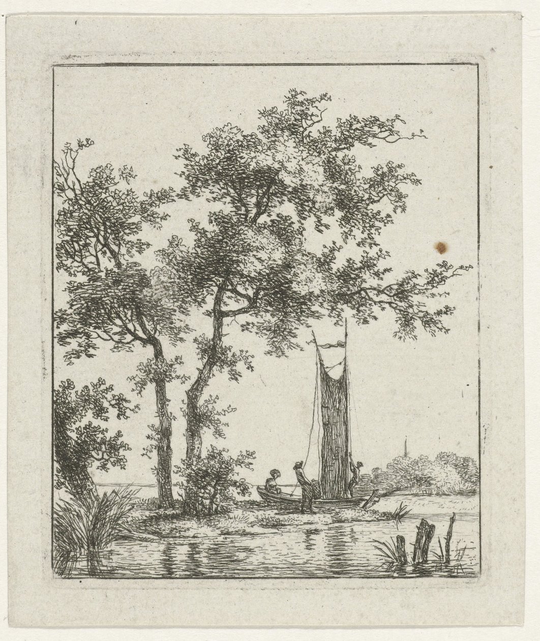 Hoisting the Sail, Boat at the Headland by Hermanus Fock