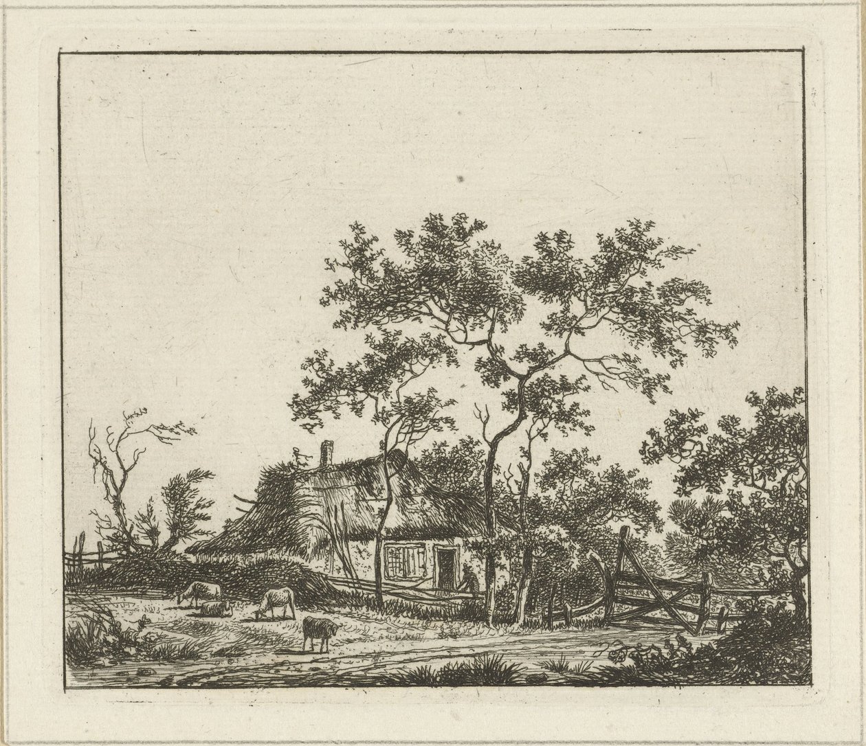 Landscape with Farm (title on object: Six Landscapes) by Hermanus Fock