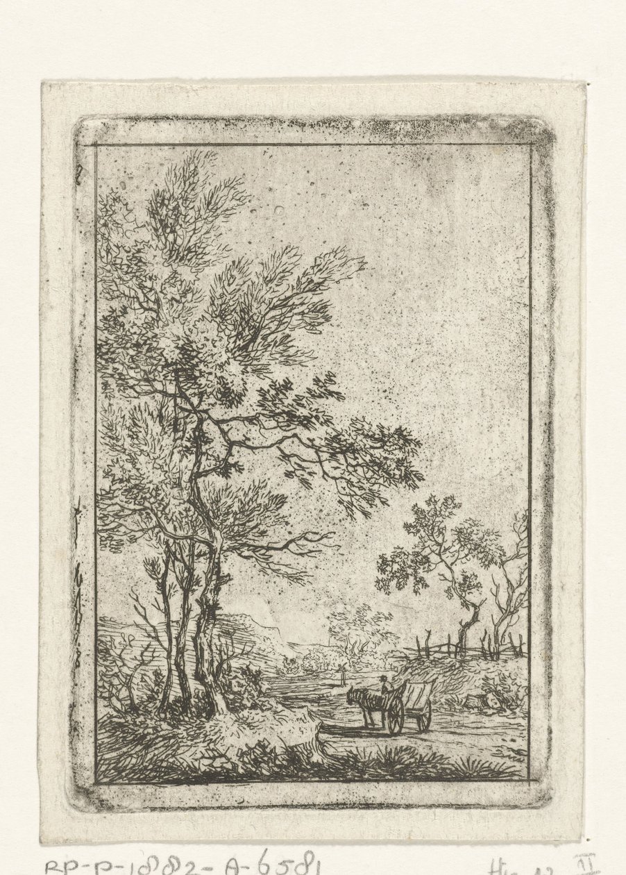 Landscape with Tall Trees and Horse and Wagon