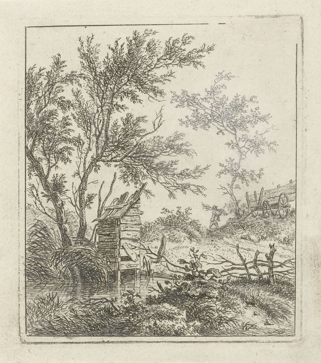Landscape with Wood Gatherer by Hermanus Fock