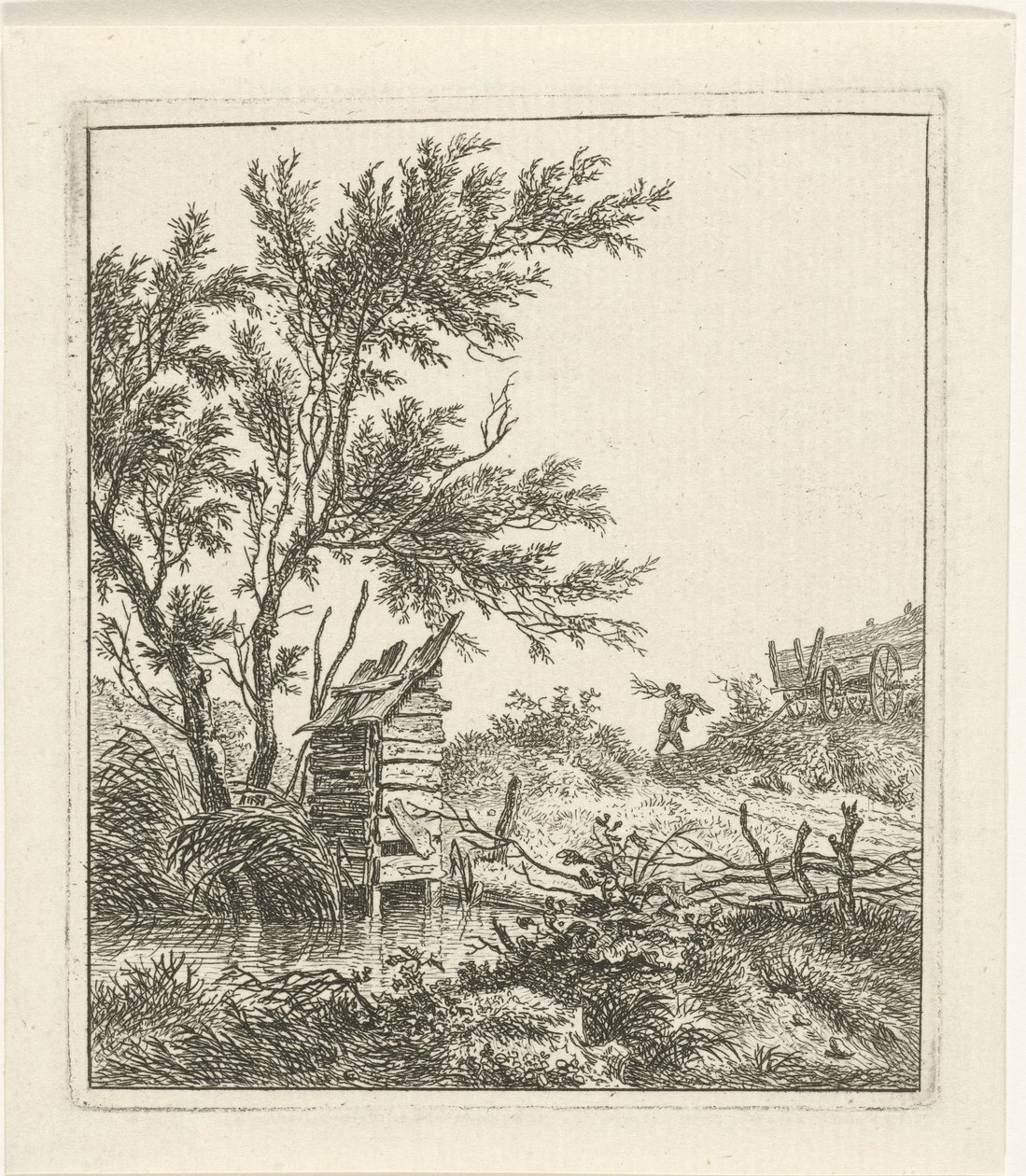 Landscape with Wood Gatherer by Hermanus Fock