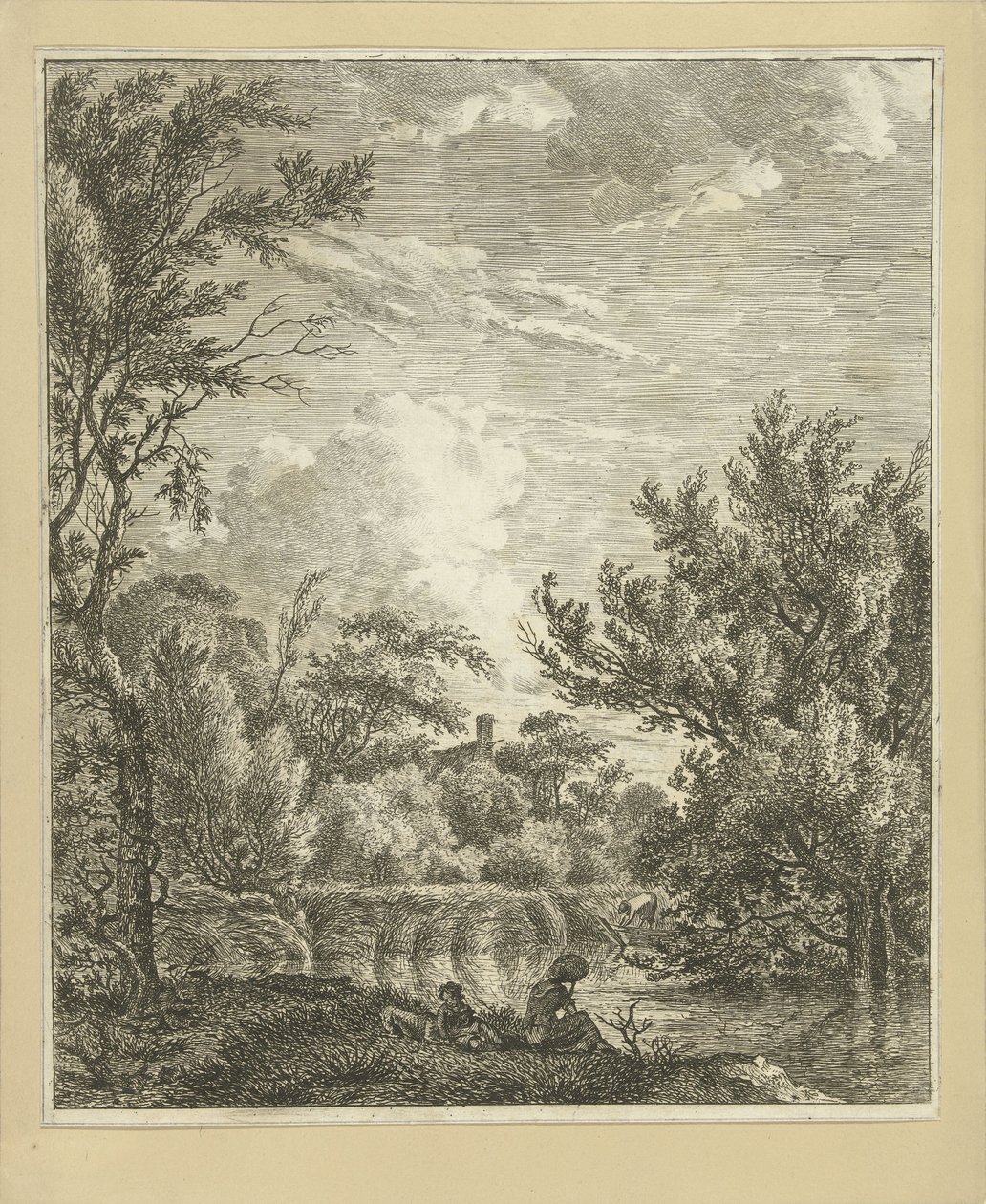 Landscape with Woman by the Waterside by Hermanus Fock