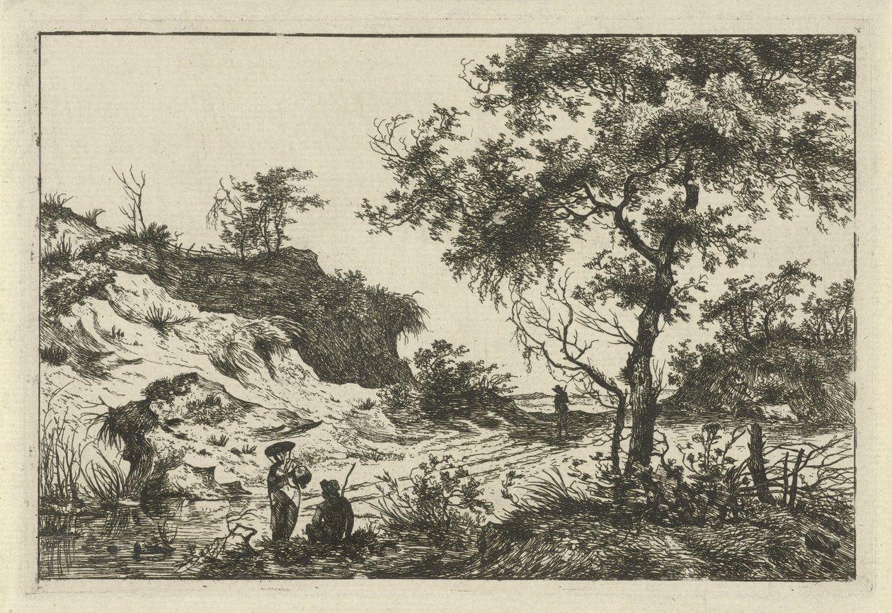 Landscape with Woman with Hat by Hermanus Fock