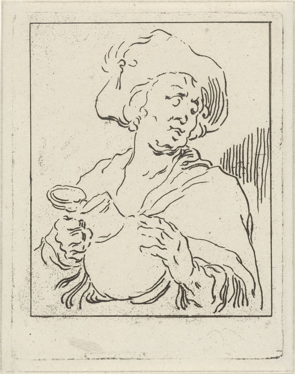 Man with Jug (The Drinker) by Hermanus Fock: Fine art print