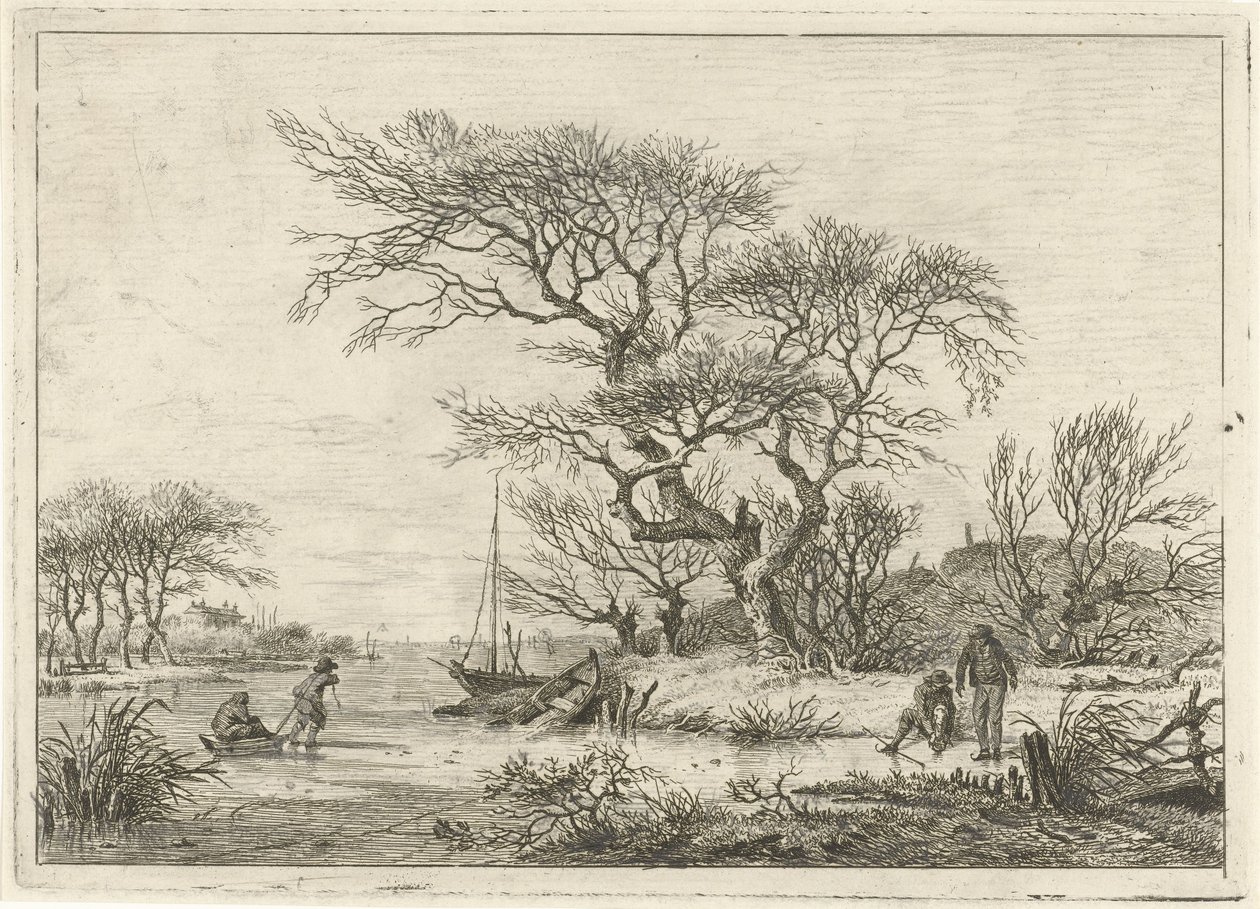 Winter Landscape with Skaters by Hermanus Fock