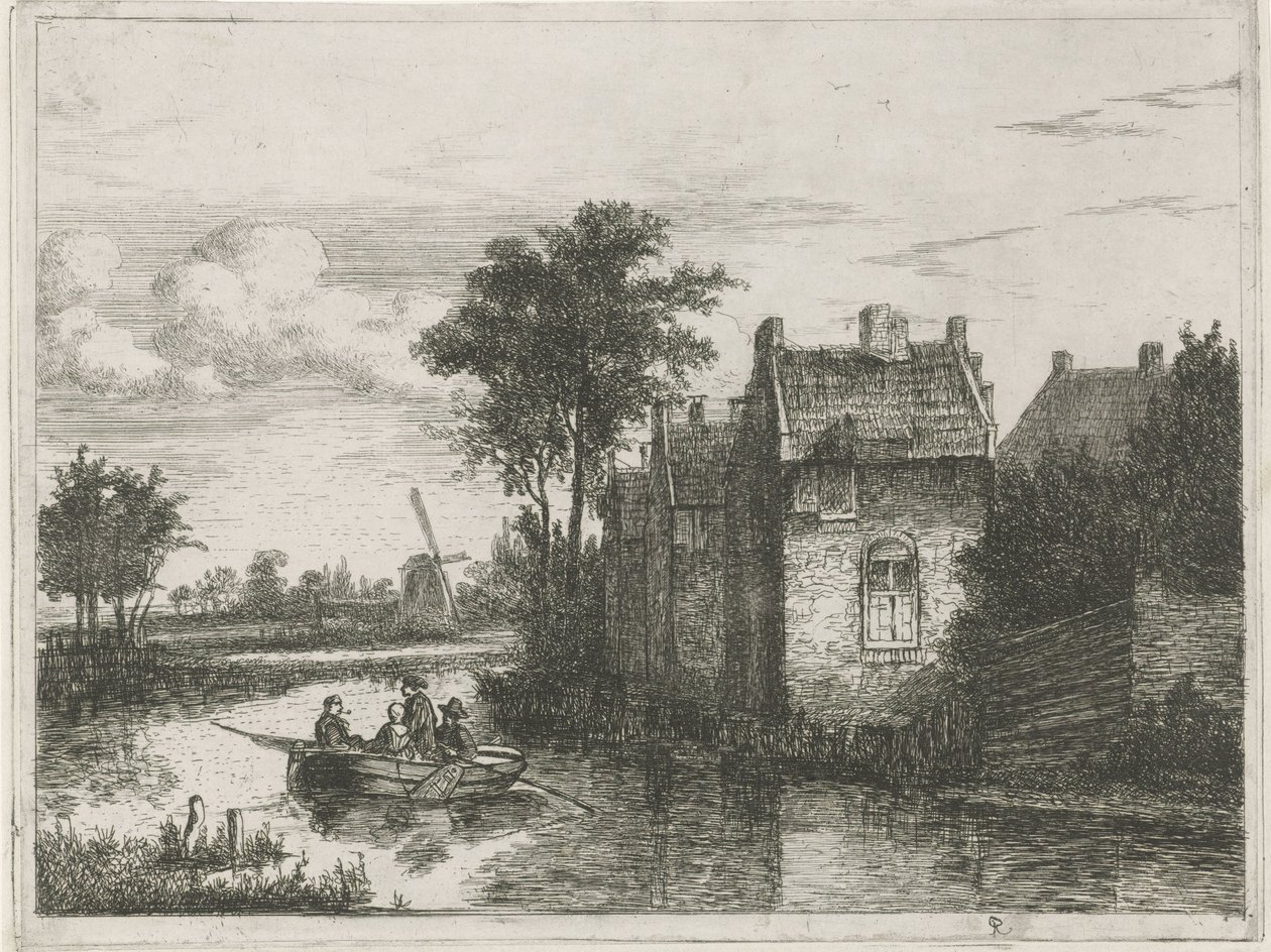 Boat with Four Passengers by Hermanus Jan Hendrik van Rijkelijkhuysen