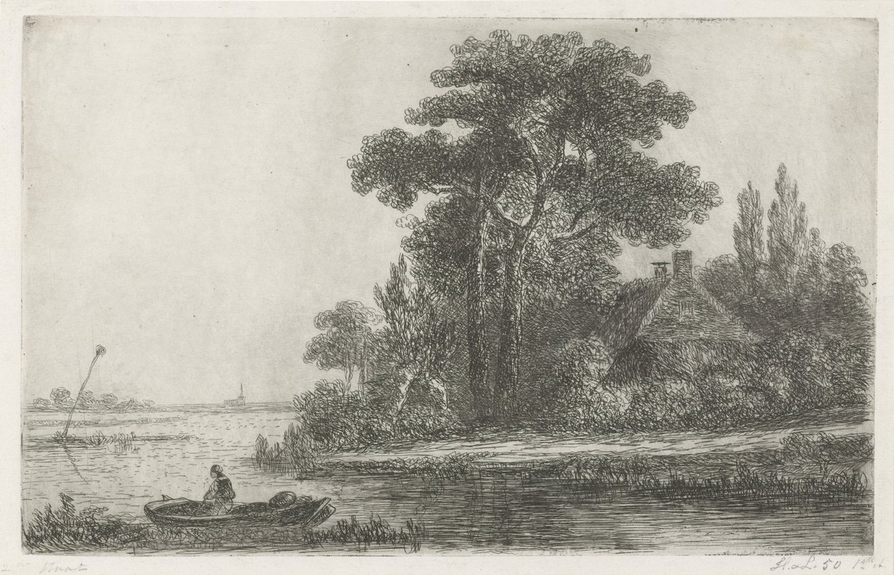 River Landscape with Beacon by Hermanus Jan Hendrik van Rijkelijkhuysen