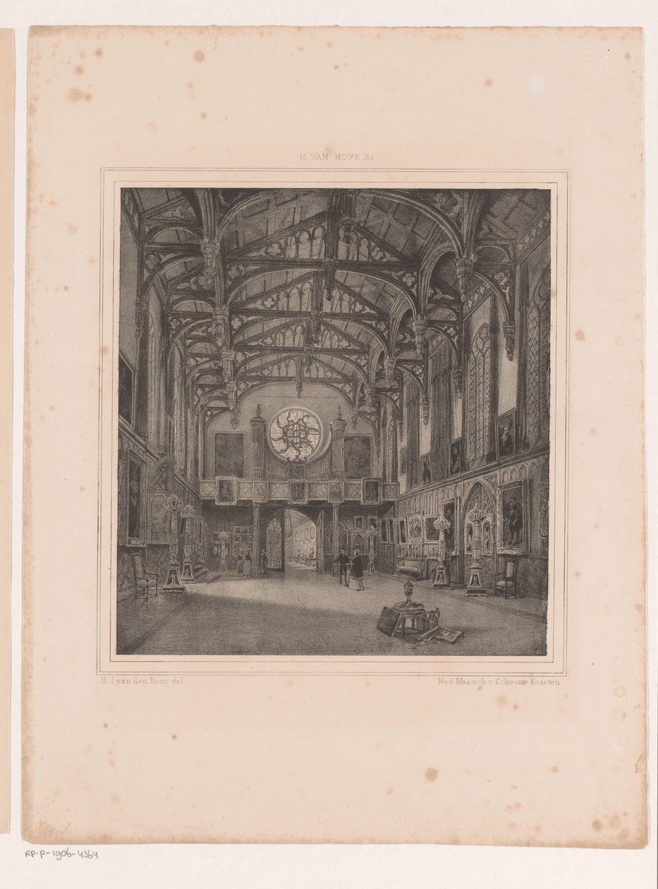 Interior of Gothic Hall in Kneuterdijk Palace by Hermanus Johannes van den Hout