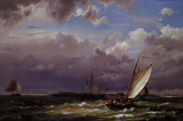 Off Enkhuizen, on the Zuider Zee by Hermanus Koekkoek
