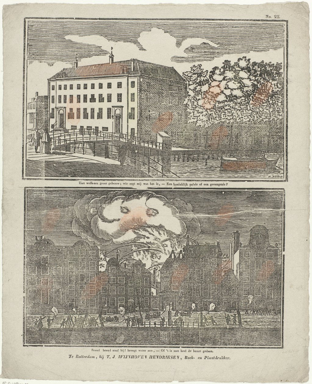 The Prison in Amsterdam and a Burning Canal House by Hermanus Numan