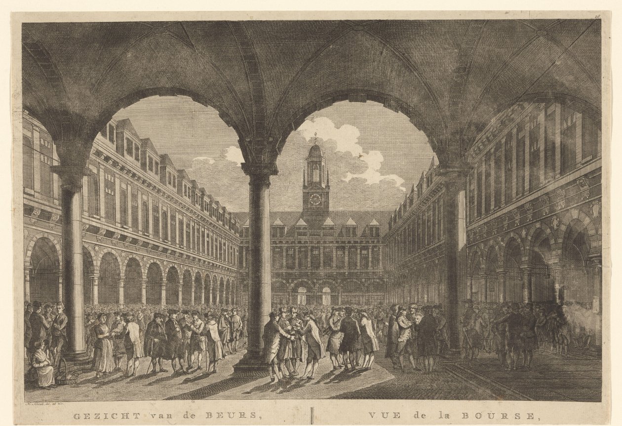 View of the Courtyard of the Exchange by Hendrik de Keyser by Hermanus Petrus Schouten (possibly)