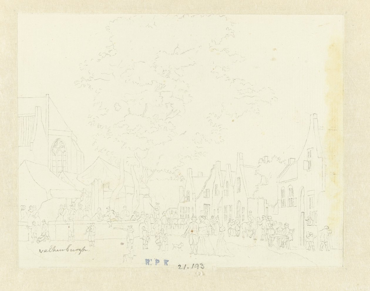 Market in the Village of Valkenburg by Hermanus Petrus Schouten