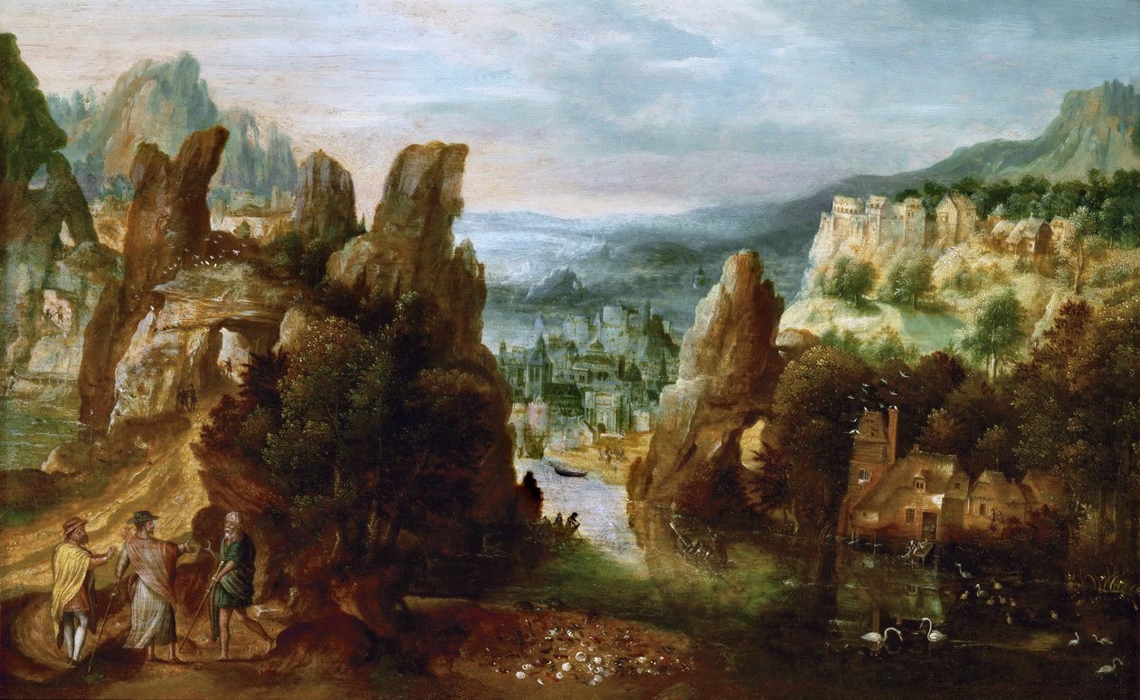 Landscape with Road to Emmaus by Herri met de (c.1510 p.1550) Bles