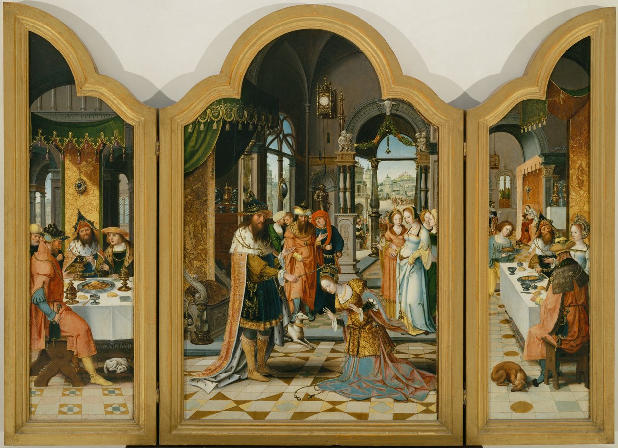 The Story of David and Bathsheba, Triptych by Herri met de (c.1510 p.1550) Bles