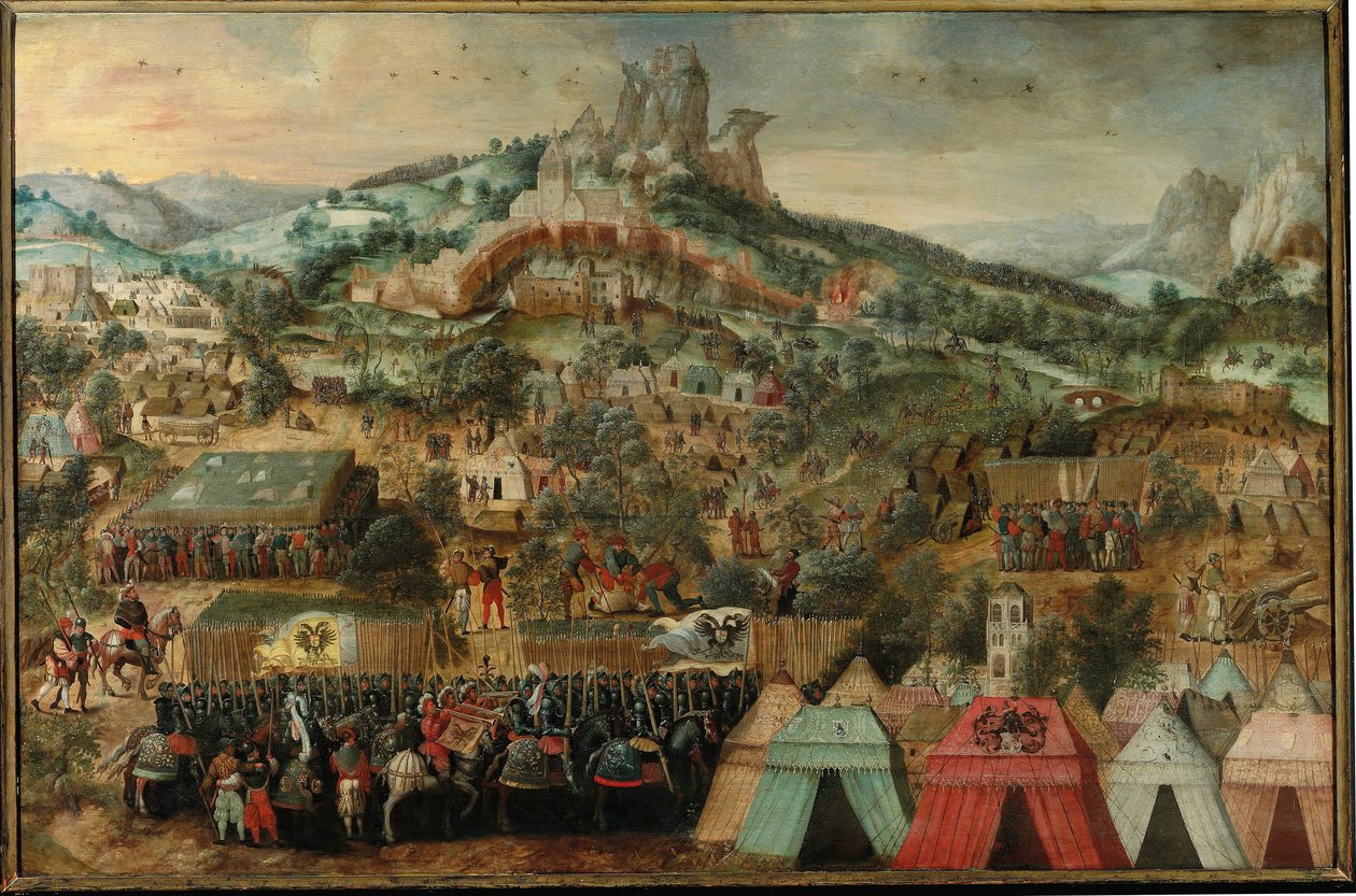 A Siege at Therouanne, with an Army Led by Charles V Encamped Below the City by Herri met de Bles