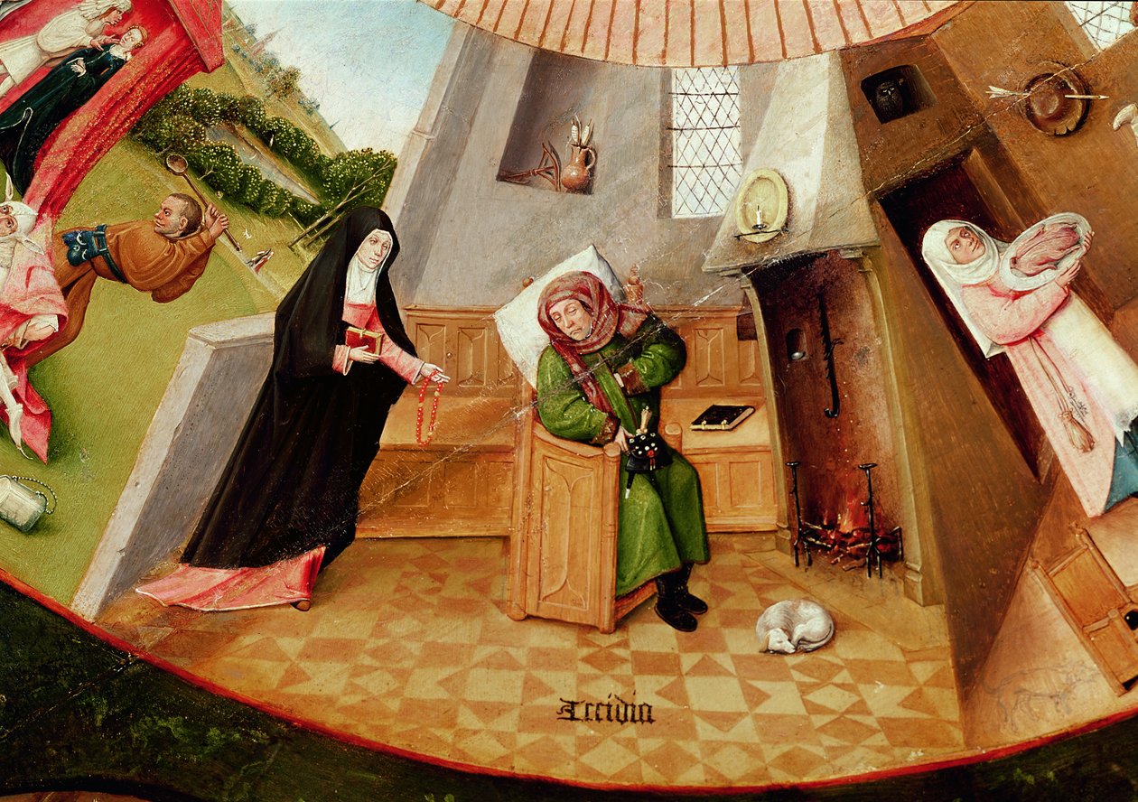 Sloth, detail from the Table of the Seven Deadly Sins and the Four Last Things, c.1480 by Hieronymus Bosch