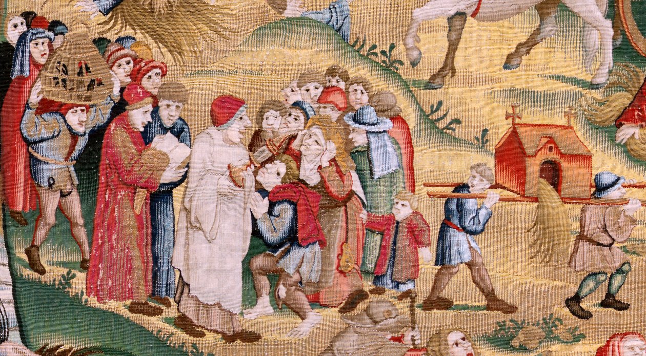 Flemish tapestry. Series Four tapestries after Hieronymus Bosch. Tribulations of human life. Third tapestry in the series. Model Inspired by the work of Hieronymus Bosch. Manufacture Unknown workshop, Brussels. Before 1560 by Hieronymus (after) Bosch