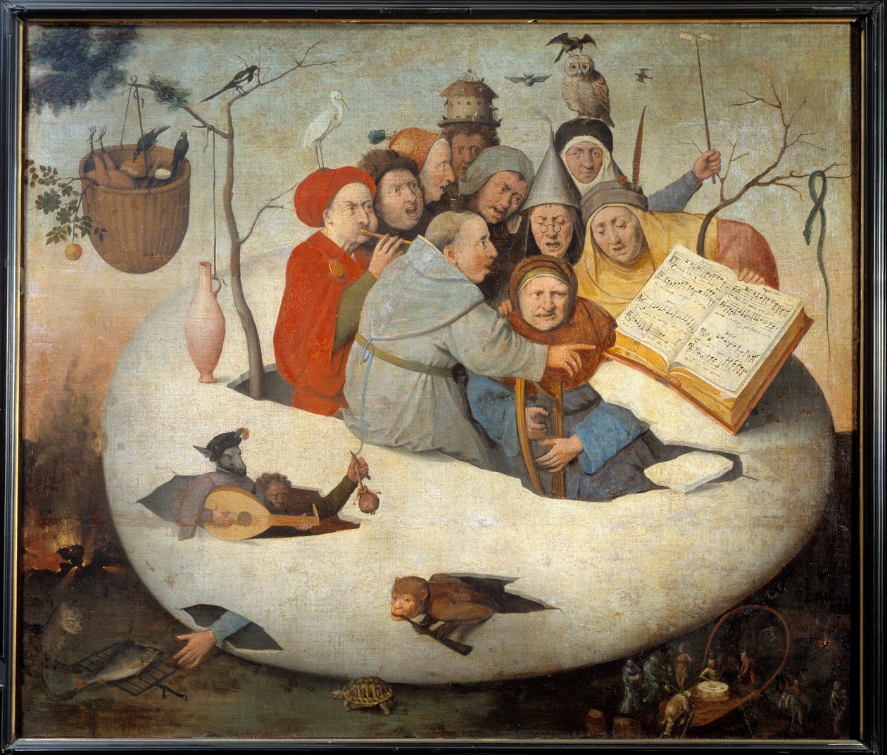 The Concert in the Egg (Satire of alchemy symbolized by the philosophical egg) by Hieronymus (after) Bosch