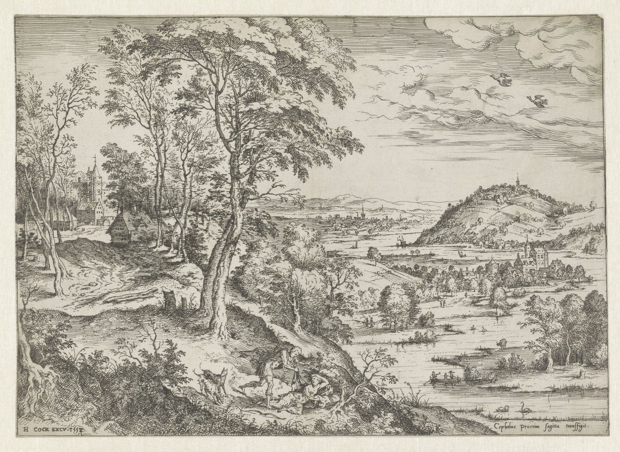 Cephalus and Procris, Landscapes with Biblical and Mythological Scenes by Hieronymus Cock