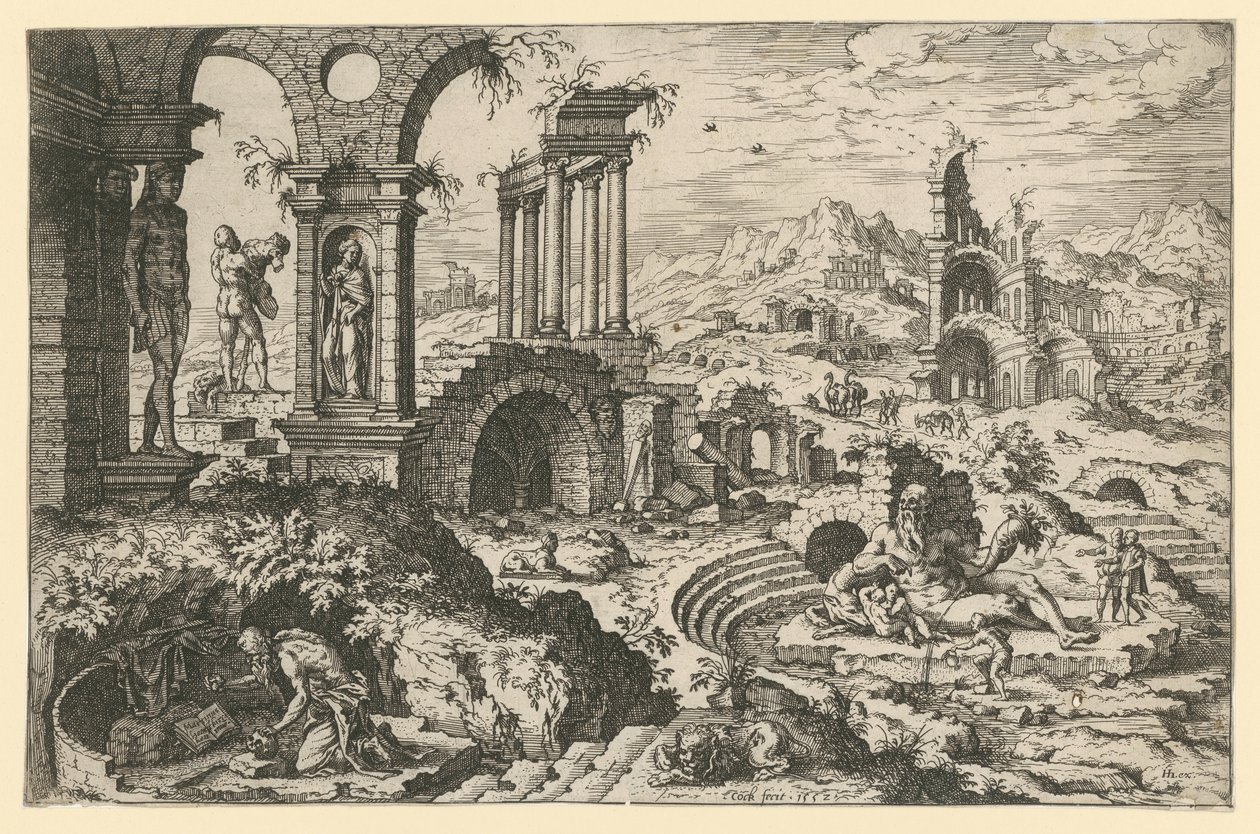 Saint Jerome in a Ruined Landscape by Hieronymus Cock