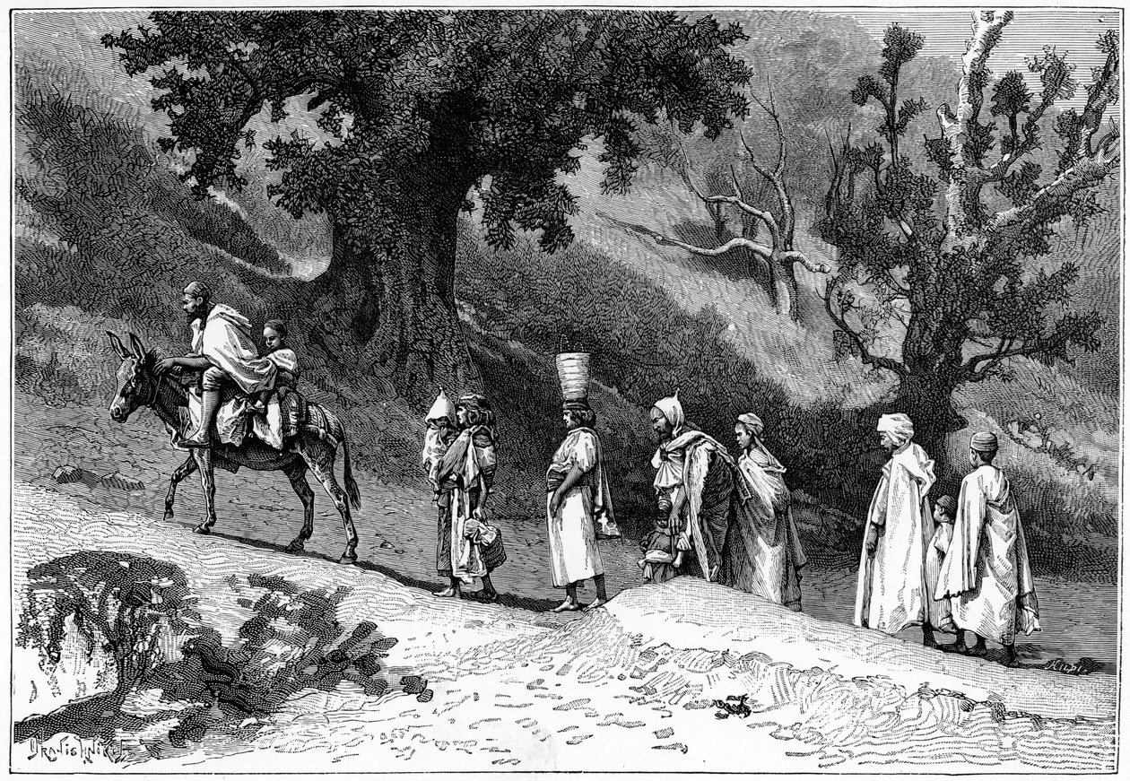 Kabyle family group travelling, Algeria by Hildibrand