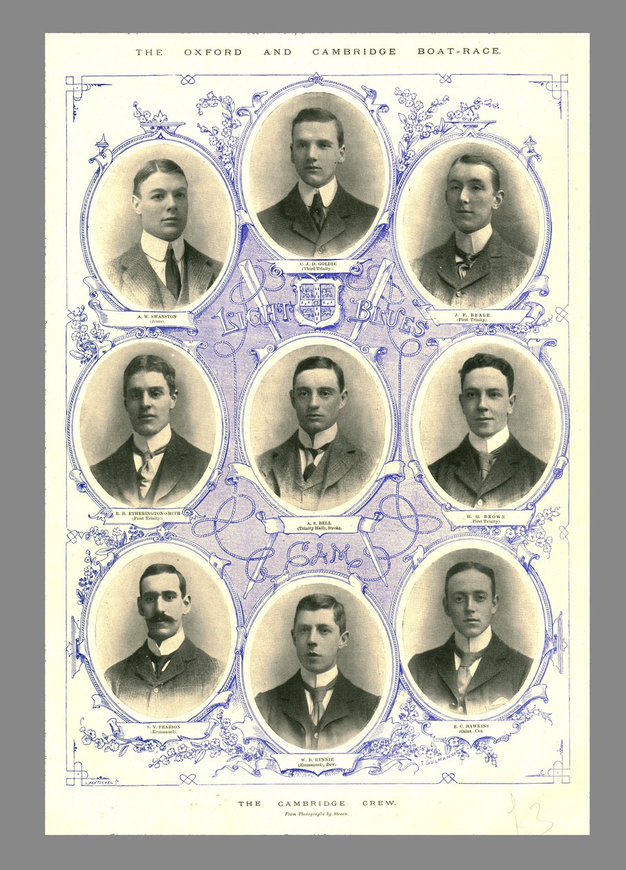 The Cambridge Crew, Oxford and Cambridge Boat Race, 1898 by Hills and Saunders