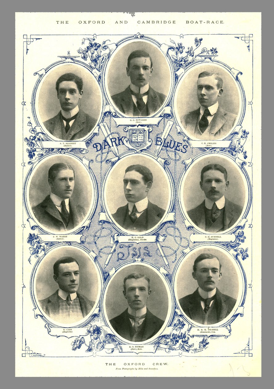 The Oxford Crew, Oxford and Cambridge Boat Race, 1898 by Hills and Saunders
