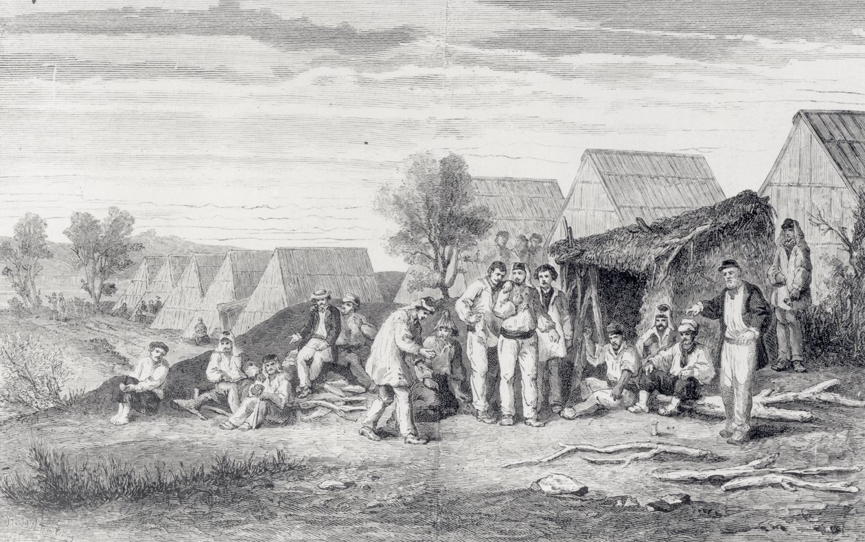Deportee Camp on the Cros Peninsula, New Caledonia, 1873 by Hippolyte Dutheil