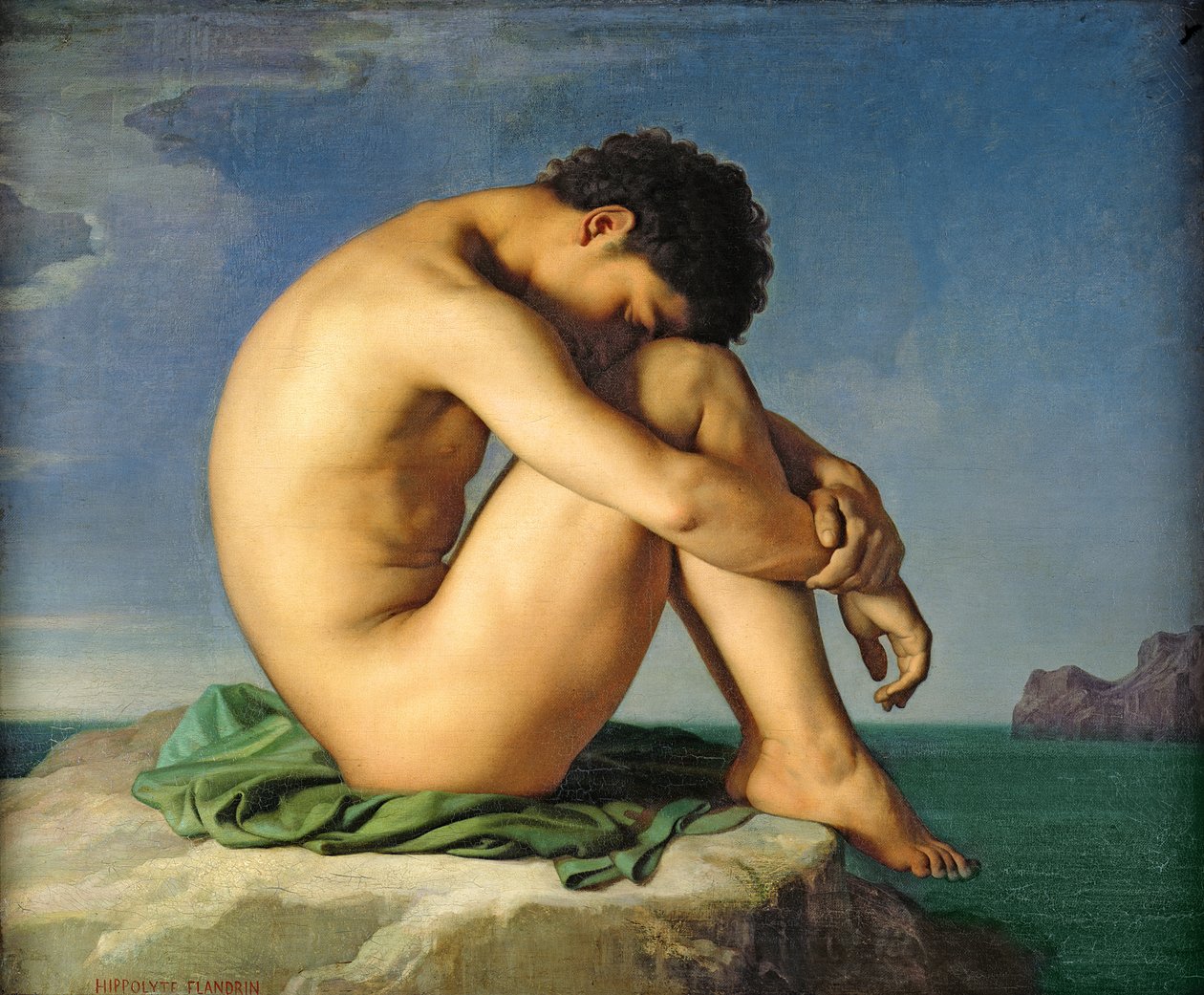 Naked Young Man Sitting by the Sea, 1836 by Hippolyte Flandrin