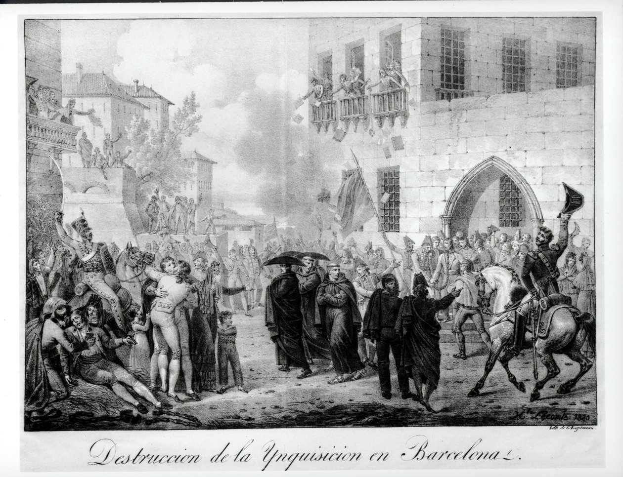 Destruction of the Inquisition in Barcelona, 10th March 1820 by Hippolyte Lecomte